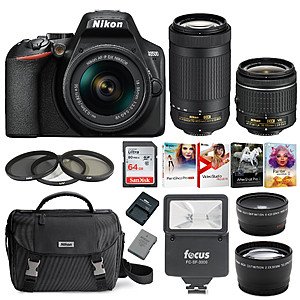 Nikon D3500 DSLR Camera w/ AF-P 18-55mm VR and 70-300mm Lenses Bundle $400 & More + Free S&H