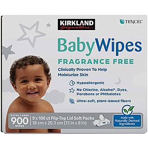 Costco: Kirkland Signature Baby Wipes Fragrance Free, 900-count