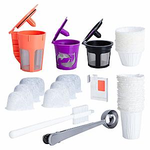 Reusable K Cups and Carafe for Keurig 2.0 Bundle with Water Filters, Disposable Filters and Coffee Accessories (8 items) $15.96