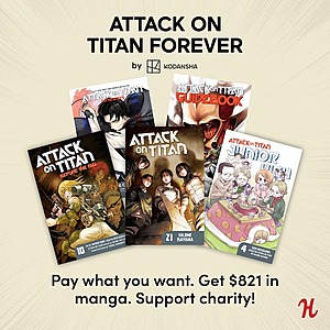 Complete Attack on Titan Manga and Spinoff Series (as epub, pdf, or cbz) - $25 from Humble Bumble