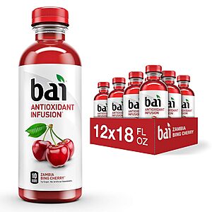 12-Pack 18-Oz Bai Flavored Water (Zambia Bing Cherry) $11.40 & More w/ Subscribe & Save