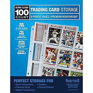 100-Count Samsill 9-Pocket Trading Card Sleeve Protectors $9.99 shipped w/ Prime