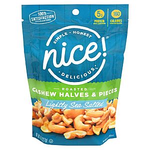 Nice! Roasted Cashews Halves & Pieces (various flavors): Two for $3.99 ($2 each)