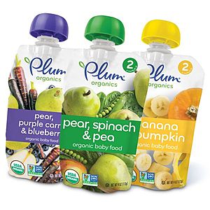 18-Pk Plum Organics Stage 2 Baby Food (Fruit and Veggie Variety Pack)  $16.75 w/ S&S + Free S&H