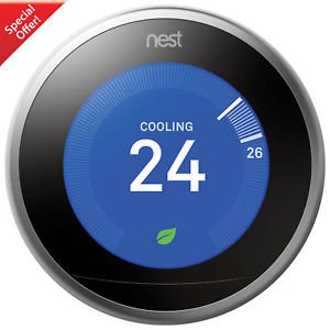 Nest Learning Thermostat 3rd Generation Stainless Steel + FS +No Tax except Canada $184.99