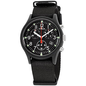 Timex Men's Chronograph Watch - MK1 Black Dial Black Nylon Strap $59.40 FS