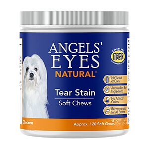 $13.29 /w S&S: Angels’ Eyes Natural Tear Stain Prevention Soft Chews for Dogs, Chicken Flavor, 120 Count