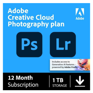 1-Year Adobe Creative Cloud Photography Plan w/ 1TB Cloud Storage $100 & More (Digital Delivery)