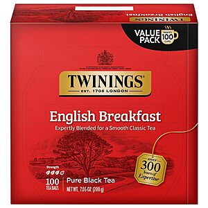 100-Count Twinings English Breakfast Black Tea (Individually Wrapped) $7.45 w/ Subscribe & Save
