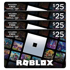 Costco Members: $100 Roblox Game Card (4x $25) $80 (Email Delivery)