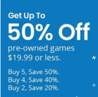 Get up to 50% off pre-owned games priced $19.99 or under for Switch, PS5, PS4, XB1 at Gamestop