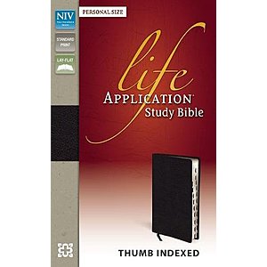 NIV, Life Application Study Bible, Personal Size, Bonded Leather, Black, Indexed, Point size is 8.5 $32.99