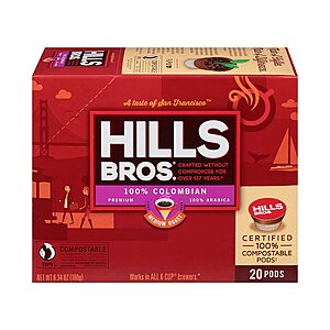 20-Count Hills Bros Single Serve Medium Roast Coffee K-Pods for Keurig (Smooth Balanced) $7.12 + Free Shipping w/ Prime or on orders $25+