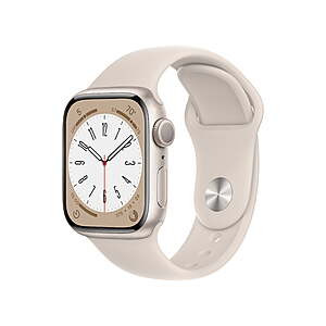 Apple Watch Series 8 GPS 41mm Smart Watch w/ Sport Band (Starlight, S/M) $309 + Free Shipping