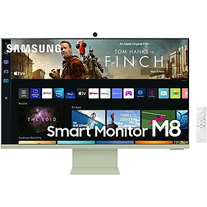 32" SAMSUNG M8 Series 4K UHD Smart Monitor & Streaming TV w/ Slim-fit Webcam (Spring Green) $300 + Free Shipping