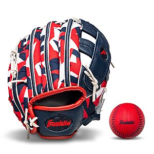 9.5" Franklin Sports Kids Baseball RTP Youth Teeball Glove + Ball Set (Navy/Red) $10 + Free Shipping w/ Prime or on $35+ $9.99