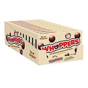 12-Count 5oz WHOPPERS Malted Milk Balls Candy Boxes $9.10 w/ S&S + Free Shipping w/ Prime or on $35+