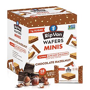 28-Count Rip Van Mini Wafer Cookies (Chocolate Hazelnut, Dark Chocolate) $11.25 w/ S&S + Free Shipping w/ Prime or on $35+ $11.26