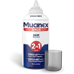 4.5-Oz Mucinex Sinus Saline Nasal Spray & Sinus Rinse + $0.50 Amazon Promo Credit $7.20 w/ Subscribe & Save