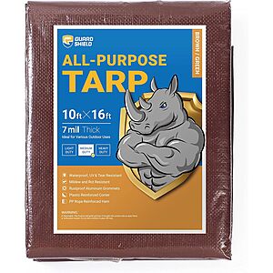Limited-time deal: GUARD SHIELD Brown/Green Tarp 10x16 Feet Medium Duty Outdoor Waterproof Multi Purpose Poly Tarps Cover 7mil - $11.49