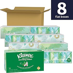Kleenex Expressions Soothing Lotion Facial Tissues with Coconut Oil, Aloe & Vitamin E (8 boxes w/120 tissues each) $9.27