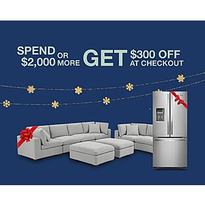 Costco Members : Spend $2,000 on qualifying Appliances and Furniture items and get $300 OFF
