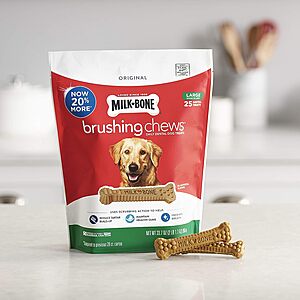 25-Count Milk-Bone Brushing Chews Daily Dental Dog Treats (Large) $7.59 w/ S&S + Free Shipping w/ Prime or on $25+
