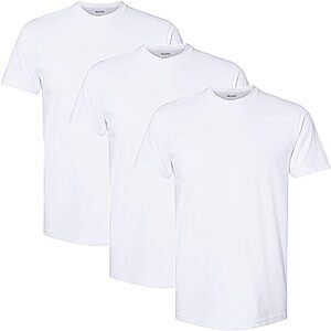 3-Pack Gildan Men's Crew Neck Cotton Stretch T-Shirts (Arctic White, Sizes S, M) $8.95