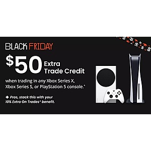 GameStop Black Friday Offer: Trade-In Any PlayStation 5 Console & Earn Extra $50 Credit (Towards New PS5 Console; Values Up to $407.50)
