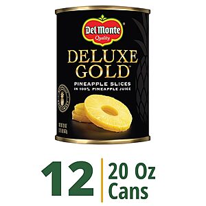 12-Pack 20-Oz Del Monte Deluxe Gold Sliced Pineapple Cans $16.63 ($1.39 Ea.) w/S&S + Free Shipping w/ Prime or on $35+