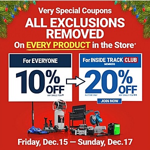 Harbor Freight NO EXCLUSIONS 10-20%
