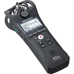 Zoom H1n 2-Input / 2-Track Portable Handy Recorder with Onboard X/Y Microphone (Black) @B&H deal Zone $49.99