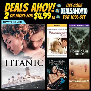 Paramount Deals Ahoy! Digital Films + 10% Off (4K/HD Films): 2 for $9: Titanic (1997), Ghost, Almost Famous, Super 8, Running Man, The Naked Gun, Trading Places & More via FanFlix