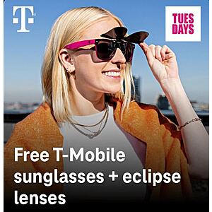T-Mobile Customers: T-Mobile Sunglasses w/ Certified Eclipse Lenses Free to Claim at T-Mobile Stores via T-Mobile T-Life App