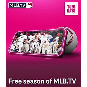 T-Mobile Customers: 2024 MLB.TV Season Stream/Subscription Free to Claim via T-Mobile T-Life App