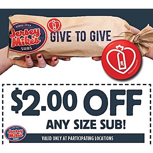Jersey Mike's: Additional Savings on Any Regular Sub $2 Off via App or Coupon Valid Until 4/6/24