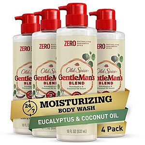 Old Spice Men's Body Wash GentleMan's Blend Eucalyptus and Coconut Oil 18 Fl.oz (Pack of 4) for $9.76