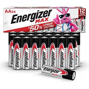 Energizer AA Batteries Double A Max Alkaline Battery, 24 Count [Subscribe & Save] $13.26