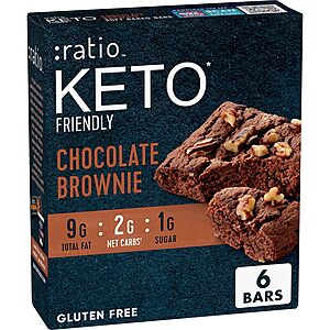 [S&S] $4.89: 6-Count :ratio KETO Friendly Soft Baked Bars (Chocolate Brownie) at Amazon