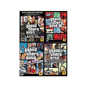 Grand Theft Auto Power Pack: GTA III, IV Complete Edition, Vice City and San Andreas (PC Digital Download) $12.75 via Newegg