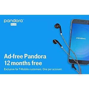 T-Mobile Customers: 12-Month Pandora Plus Ad-Free Subscription  Free & More