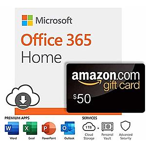12-Month Microsoft Office 365 Home (PC/Mac Digital Download) + $50 Amazon Gift Card for $99.99 + Free Shipping via Amazon