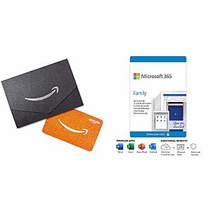 12-Month Microsoft 365 Family Subscription (w/ Auto-Renewal) + $50 Amazon Gift Card $99.99 + Free Shipping via Amazon
