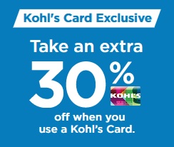 Kohl's Cardholders Coupon for Additional Savings: Clothing, Home, Beauty & More 30% Off