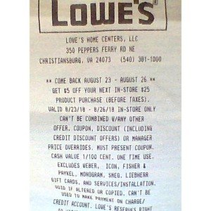 Lowes printing 5 off 25 coupons instore