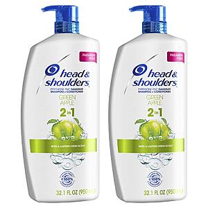 Head and Shoulders Shampoo and Conditioner 2 in 1 Green Apple, 32.1 fl oz, Twin Pack $16.46  or $12.50 AC/SS -YMMV @Amazon