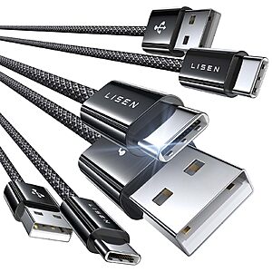 LISEN 3 pack USB to USB C Cable $4.94 after coupons