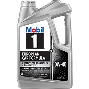 Mobil 1 FS European Car Formula Full Synthetic Motor Oil 0W-40, 5 Quart $23.25 w/ S&S