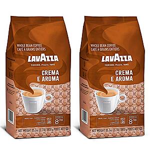 Lavazza Crema e Aroma - Whole Coffee Beans, Two 2.2-lb Bags + Free Shipping $22.64 at Italy Best Coffee via Amazon