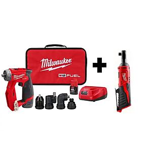 M12 FUEL 12-Volt Lithium-Ion Brushless Cordless 4-in-1 Installation 3/8 in. Drill Driver Kit W/ M12 3/8 in. Ratchet $199 @homedepot